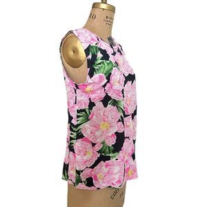 French Connection Pink and Black Floral tank top sleeveless T-shirt size medium